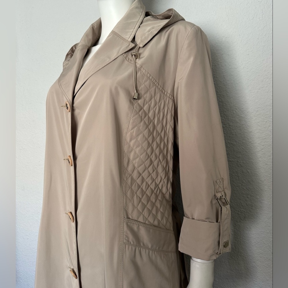 WOMEN PLUS SIZE TRENCH COAT HOODED BELTED COAT LINED COLLARED SINGLE-BREASTED - Picture 6 of 13